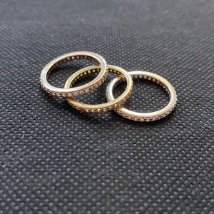 3 Stella & Dot eternity rings and 3 silver rings